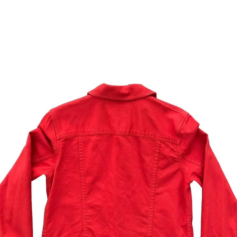 Lauren Jeans Co. Ralph Lauren Y2K Vintage Red Denim Trucker Jean Jacket Preppy-S - Picture 9 of 13
